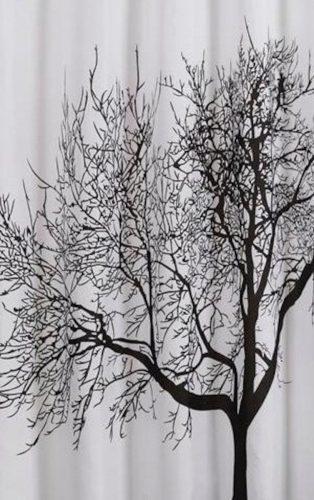 Aqualine polyester černá/bílá strom ZP008 180 x 200 cm Sapho