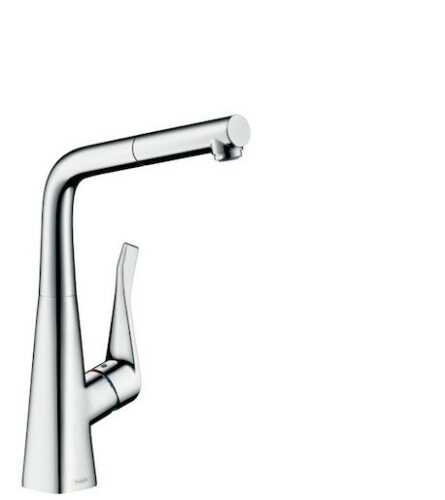 Dřezová baterie Hansgrohe Metris M71 s vytahovací sprškou chrom 14821000 Hansgrohe