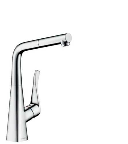 Dřezová baterie Hansgrohe Metris s vytahovací sprškou chrom 73812000 Hansgrohe