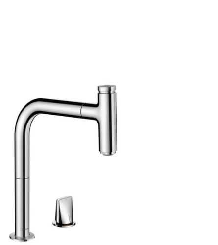 Dřezová baterie Hansgrohe Metris s vytahovací sprškou chrom 73825000 Hansgrohe