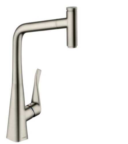 Dřezová baterie Hansgrohe Metris s vytahovací sprškou vzhled nerezu 73803800 Hansgrohe