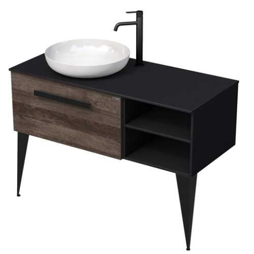 Koupelnová skříňka pod umyvadlo Naturel Luxe 110x36x50 cm černá břidlice/dřevo lesk LUXE110LCDLBU Naturel