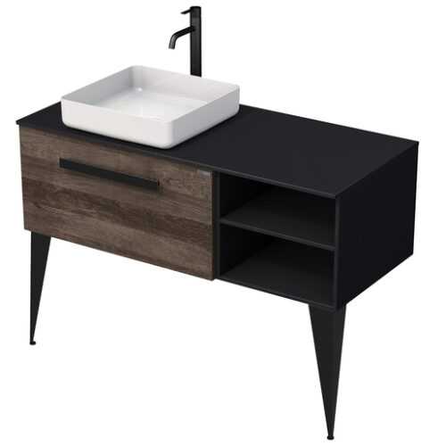 Koupelnová skříňka pod umyvadlo Naturel Luxe 110x36x50 cm černá břidlice/dřevo lesk LUXE110LCDLBU32 Naturel