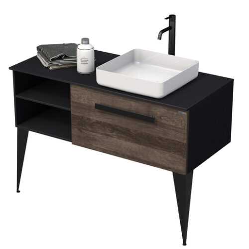 Koupelnová skříňka pod umyvadlo Naturel Luxe 110x36x50 cm černá břidlice/dřevo lesk LUXE110PCDLBU32 Naturel