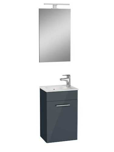 Koupelnová skříňka s umyvadlem zrcadlem a osvětlením Vitra Mia 39x61x28 cm antracit lesk MIASET40A Vitra