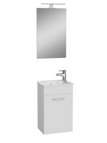 Koupelnová skříňka s umyvadlem zrcadlem a osvětlením Vitra Mia 39x61x28 cm bílá lesk MIASET40B Vitra