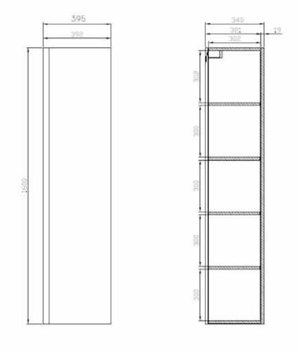 Koupelnová skříňka vysoká Cersanit Dormo 40x34x160 cm bílá lesk S929-020 Cersanit