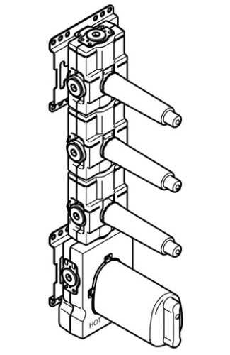 Podomítkový termostatický modul Dornbracht xTool se 3 ventily 3/4" 3553197090 Dornbracht