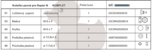 Rapier kompletní pojezd jednoduchý D000000001 Ravak