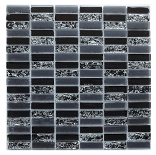 Skleněná mozaika Premium Mosaic černá 30x30 cm lesk MOS4815CRBK Premium Mosaic