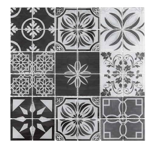 Skleněná mozaika Premium Mosaic černobílá 30x30 cm lesk PATCHWORK300 Premium Mosaic