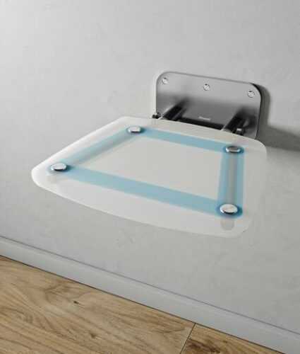 Sprchové sedátko Ravak OVO B sklopné š. 36 cm průsvitně bílá/černá B8F0000055 Ravak