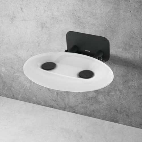 Sprchové sedátko Ravak OVO P sklopné š. 41 cm průsvitně bílá/černá B8F0000057 Ravak