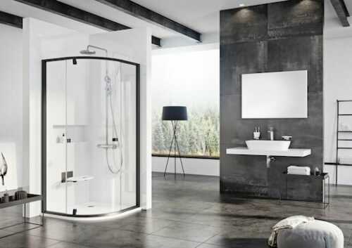 Sprchový kout čtvrtkruh 80x80x190 cm Ravak Pivot černá matná 37644300Z1 Ravak