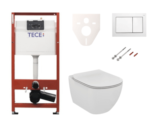 Závěsný set WC Ideal Standard TESI + modul TECE s tlačítkem TECEbase (bílá) SIKOTSF0 Tece