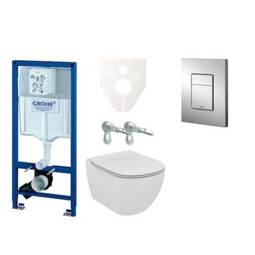 Závěsný set WC Ideal Standard Tesi + modul Grohe Rapid SL s tlačítkem Grohe Cosmo (chrom) 38528SET-KF Grohe