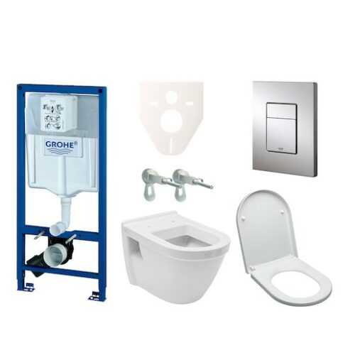 Závěsný set WC Vitra S50 + modul Grohe Rapid SL s tlačítkem Grohe Cosmo (chrom) 38528SET-KH Grohe