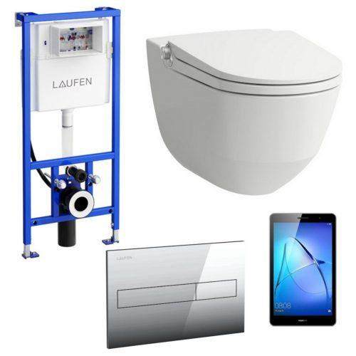 Akční balíček Laufen RIVA závěsné WC + podomítkový modul + WC tlačítko chrom matné + tablet Laufen
