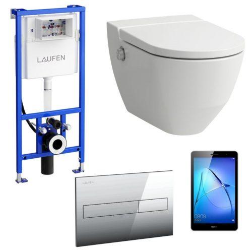 Akční balíček Laufen NAVIA závěsné WC + podomítkový modul + WC tlačítko chrom lesk + tablet Laufen