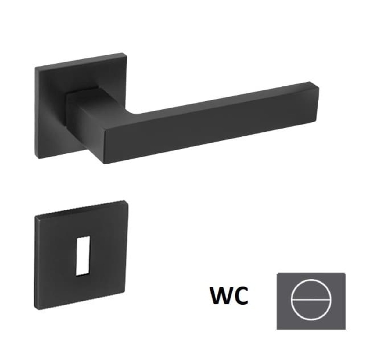 Klika Naturel SQUARE WC knoflík (WC) černá matná SQUAREHR5SBSWC Naturel