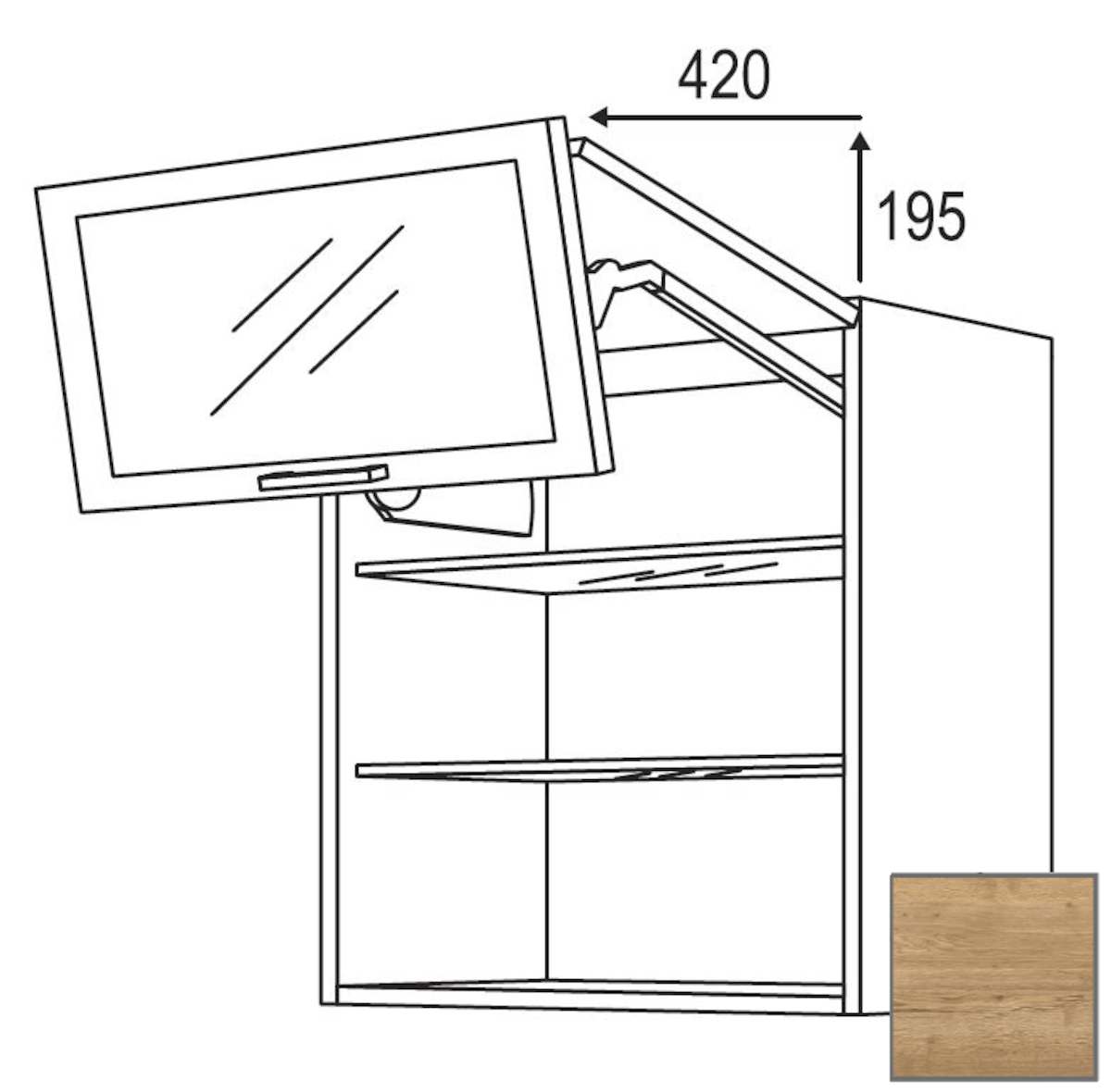 Kuchyňská skříňka horní Naturel Sente24 zlamovací 90x72x35 cm dub sierra 405.WFLG901 Naturel