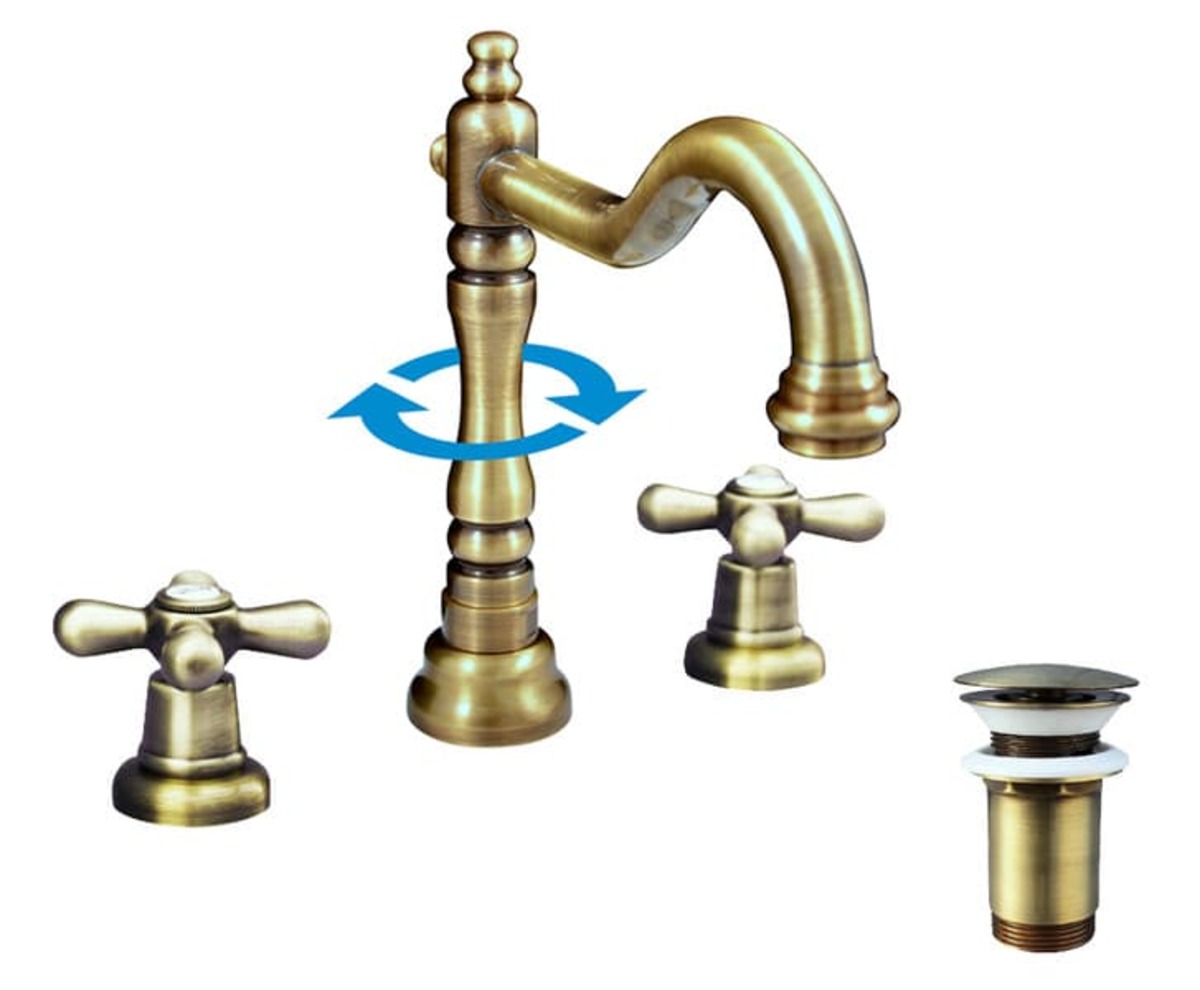 Umyvadlová baterie RAV SLEZÁK MORAVA s clic-clacem stará mosaz MK132.5SM RAV SLEZÁK