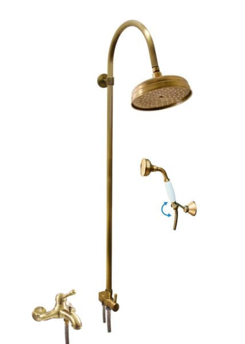 Vanová baterie RAV SLEZÁK LABE se sprchovým setem 150 mm stará mosaz L054.5/3SM RAV SLEZÁK