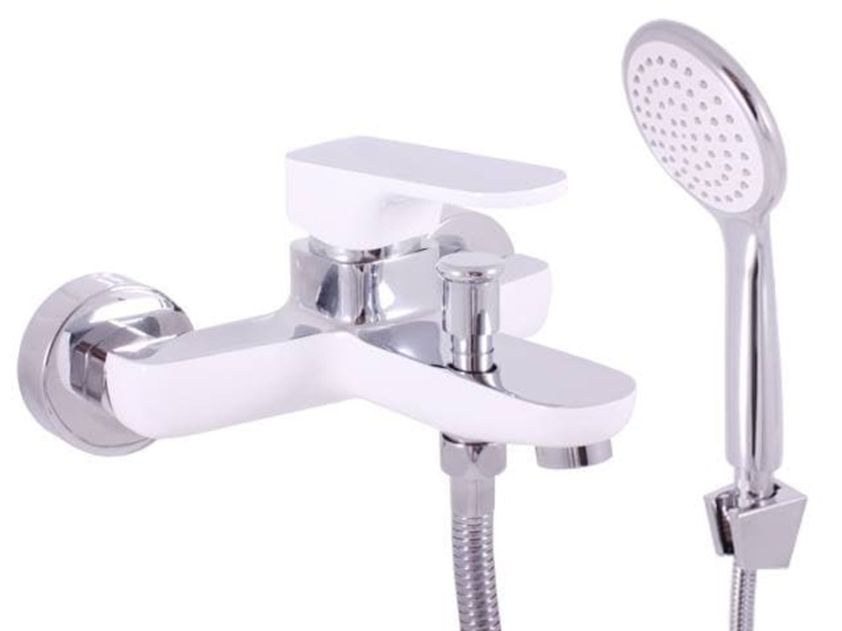 Vanová baterie RAV SLEZÁK YUKON se sprchovým setem 150 mm bílá/chrom YU154.5/1CB RAV SLEZÁK