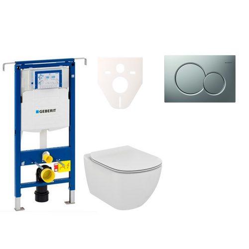 Závěsný set WC Ideal Standard TESI Rimless + modul Geberit Duofix Speciál s tlačítkem Sigma 01 chrom mat 111.355.00.5 NE3 Ideal Standard