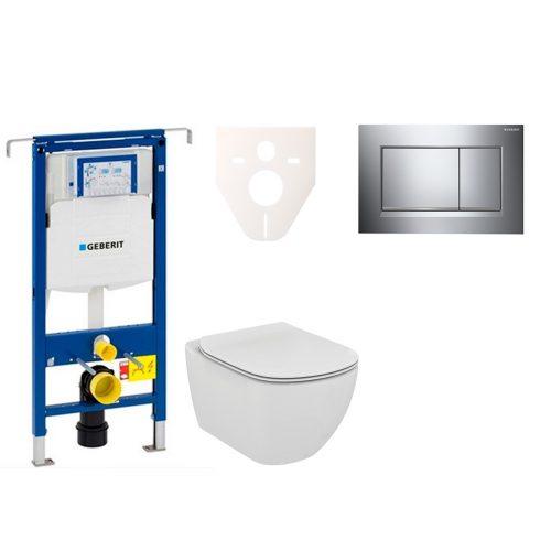 Závěsný set WC Ideal Standard TESI Rimless + modul Geberit Duofix Speciál s tlačítkem Sigma 30 (chrom lesk/mat) 111.355.00.5 NE6 Ideal Standard