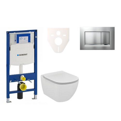Závěsný set WC Ideal Standard TESI Rimless + modul Geberit Duofix s tlačítkem Sigma 30 (chrom mat/lesk 111.300.00.5 NE7 Ideal Standard