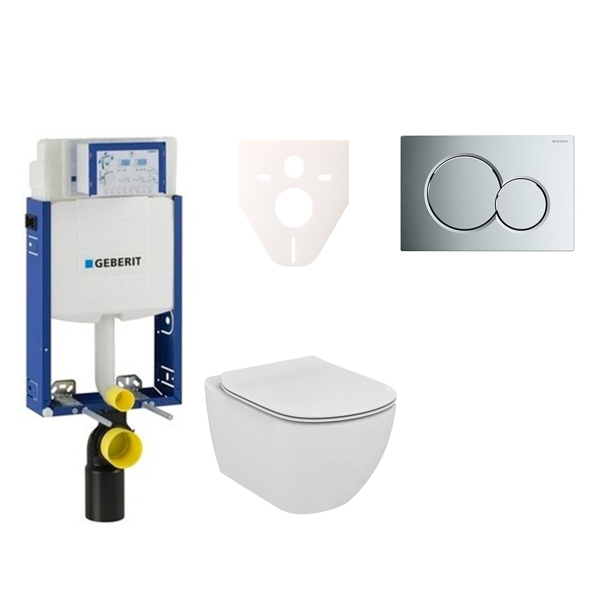 Závěsný set WC Ideal Standard TESI Rimless + modul Geberit Kombifix s tlačítkem Sigma 01 chrom 110.302.00.5 NE2 Ideal Standard