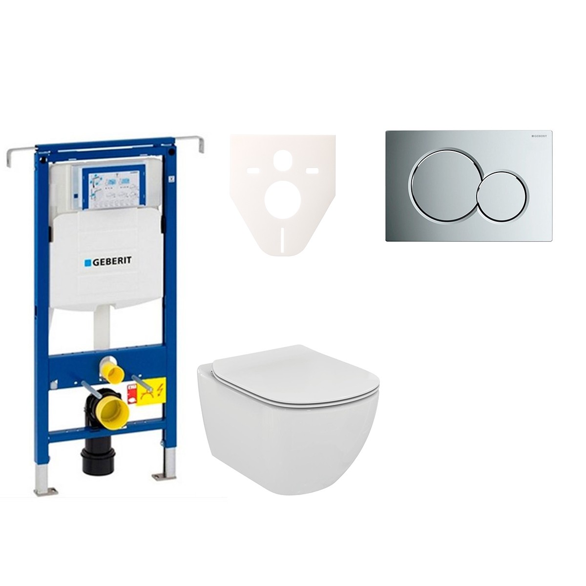 Závěsný set WC Ideal Standard Tesi + modul Geberit Duofix Speciál s tlačítkem Sigma 01 chrom 111.355.00.5 NF2 Ideal Standard