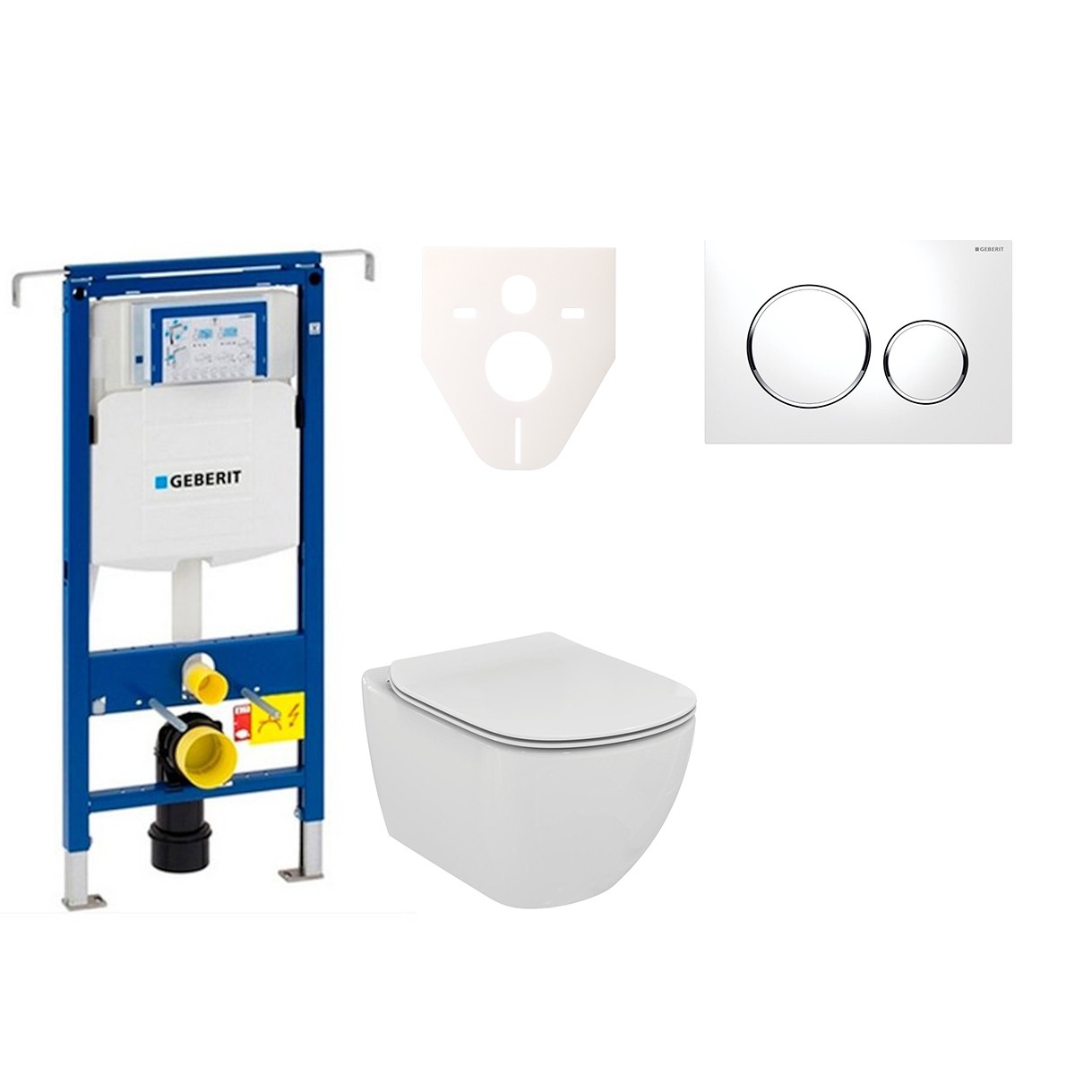 Závěsný set WC Ideal Standard Tesi + modul Geberit Duofix Speciál s tlačítkem Sigma 20 (bílá/chrom lesk) 111.355.00.5 NF4 Ideal Standard