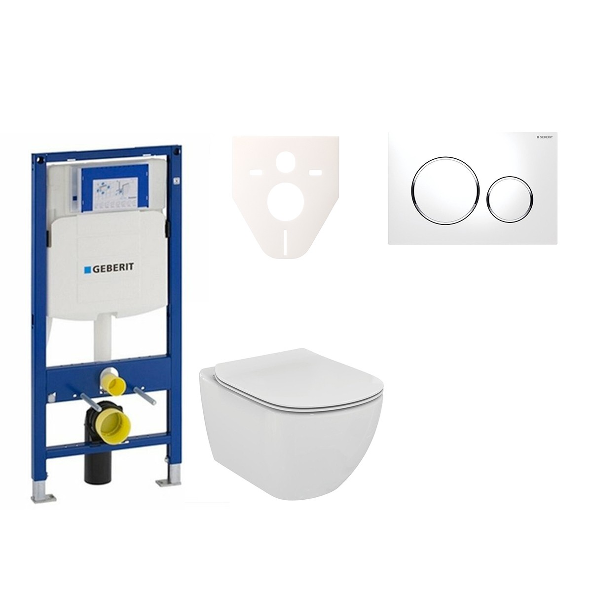 Závěsný set WC Ideal Standard Tesi + modul Geberit Duofix s tlačítkem Sigma 20 (bílá/chrom lesk) 111.300.00.5 NF4 Ideal Standard
