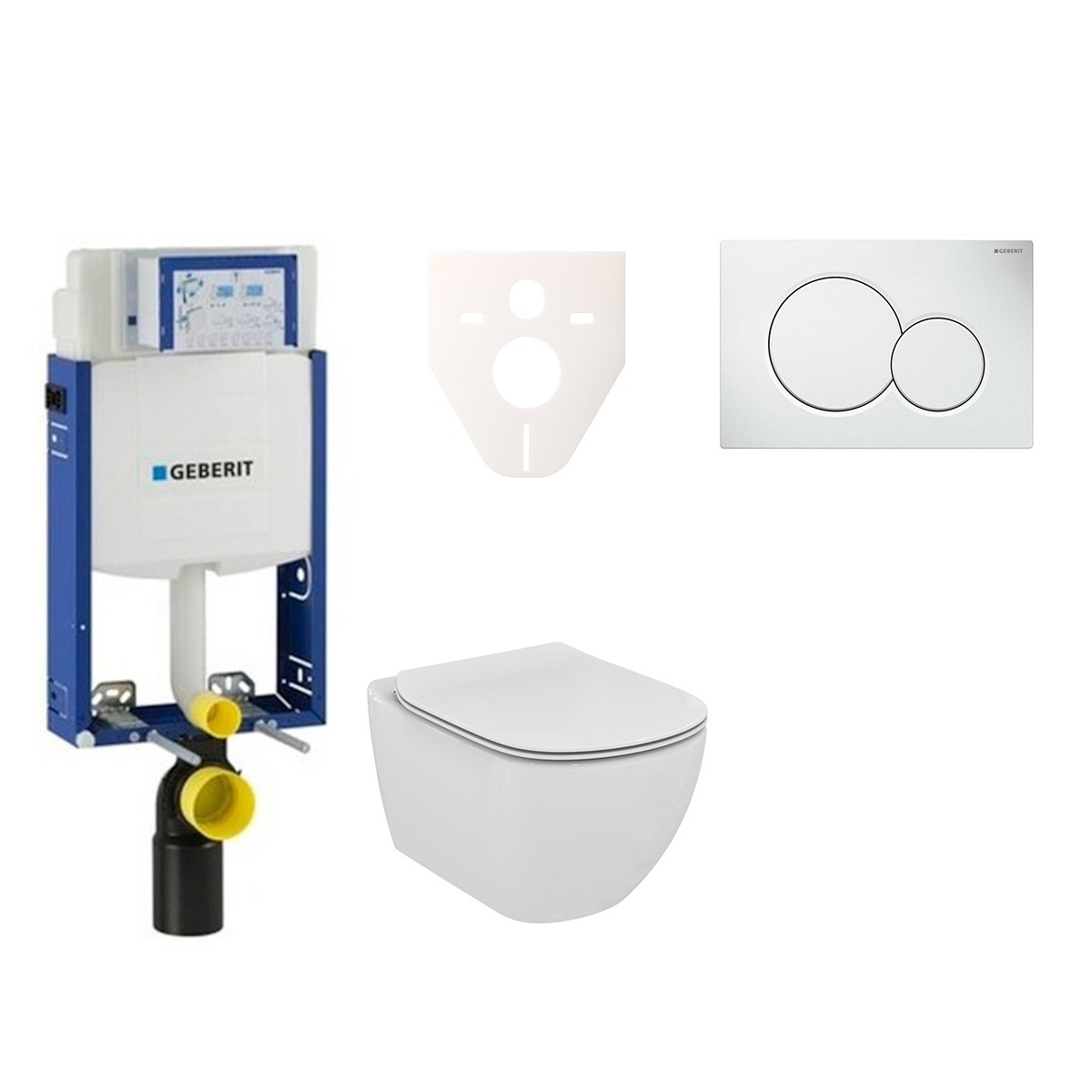 Závěsný set WC Ideal Standard Tesi + modul Geberit Kombifix s tlačítkem Sigma 01 (bílé) 110.302.00.5 NF1 Ideal Standard