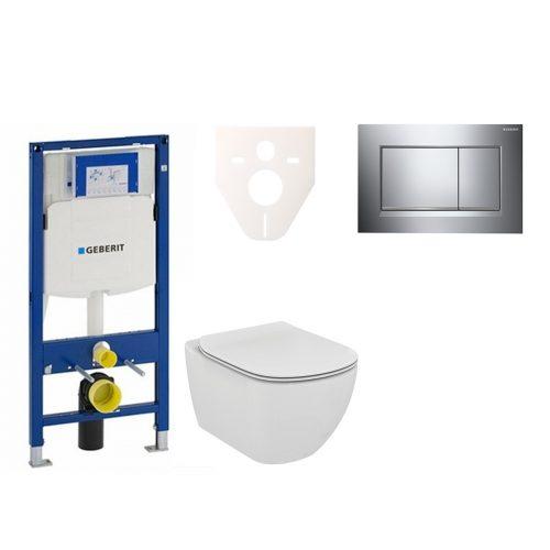 Závěsný set WC TESI Rimless + modul Geberit Duofix s tlačítkem Sigma 30 (chrom lesk/mat) 111.300.00.5 NE6 Ideal Standard