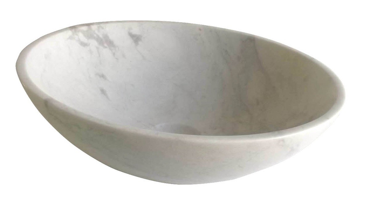 Umyvadlo na desku Triomini Lapis 40x40 cm bílý mramor mat bez přepadu LA4040WM Triomini