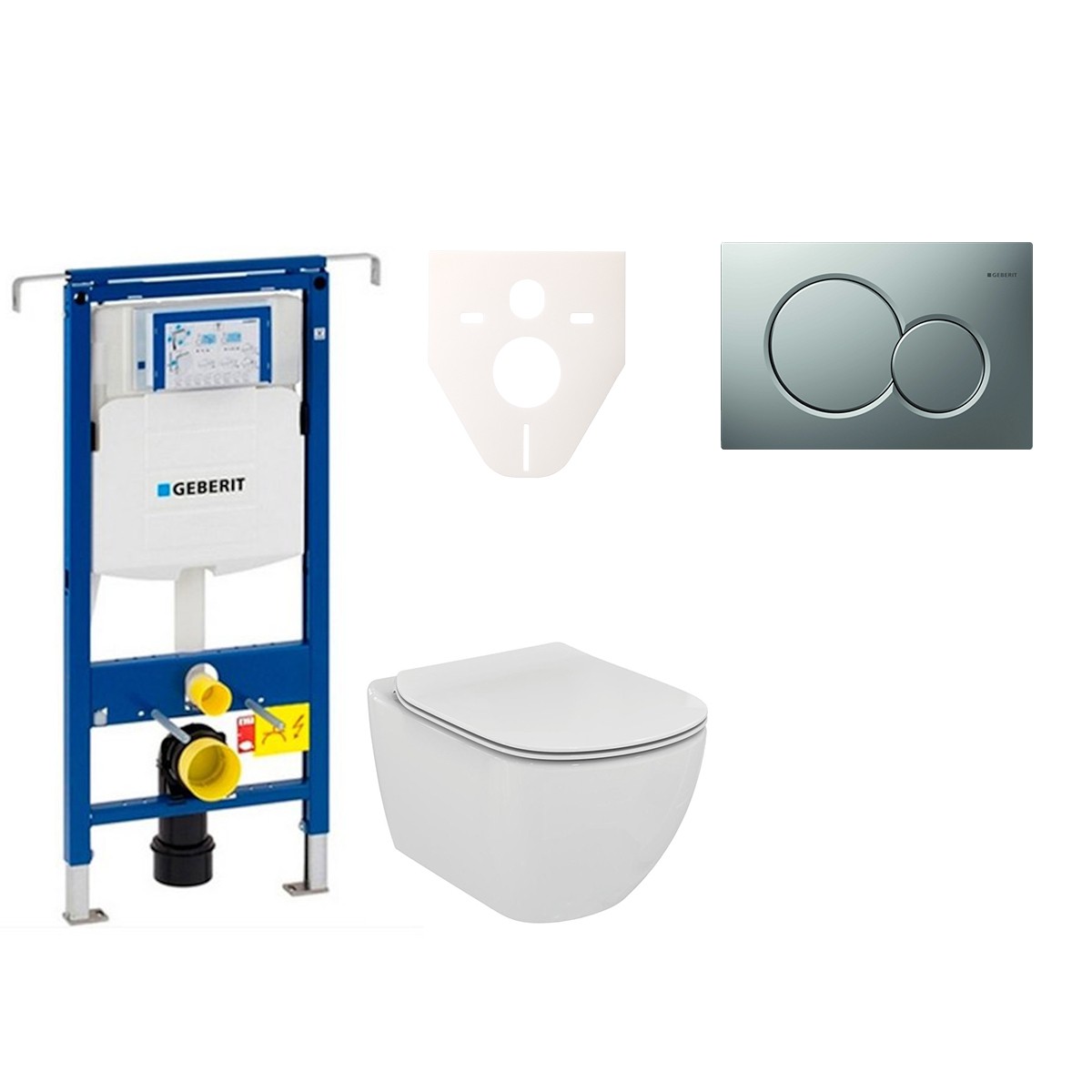 Závěsný set WC Ideal Standard Tesi + modul Geberit Duofix Speciál s tlačítkem Sigma 01 chrom mat 111.355.00.5 NF3 Ideal Standard