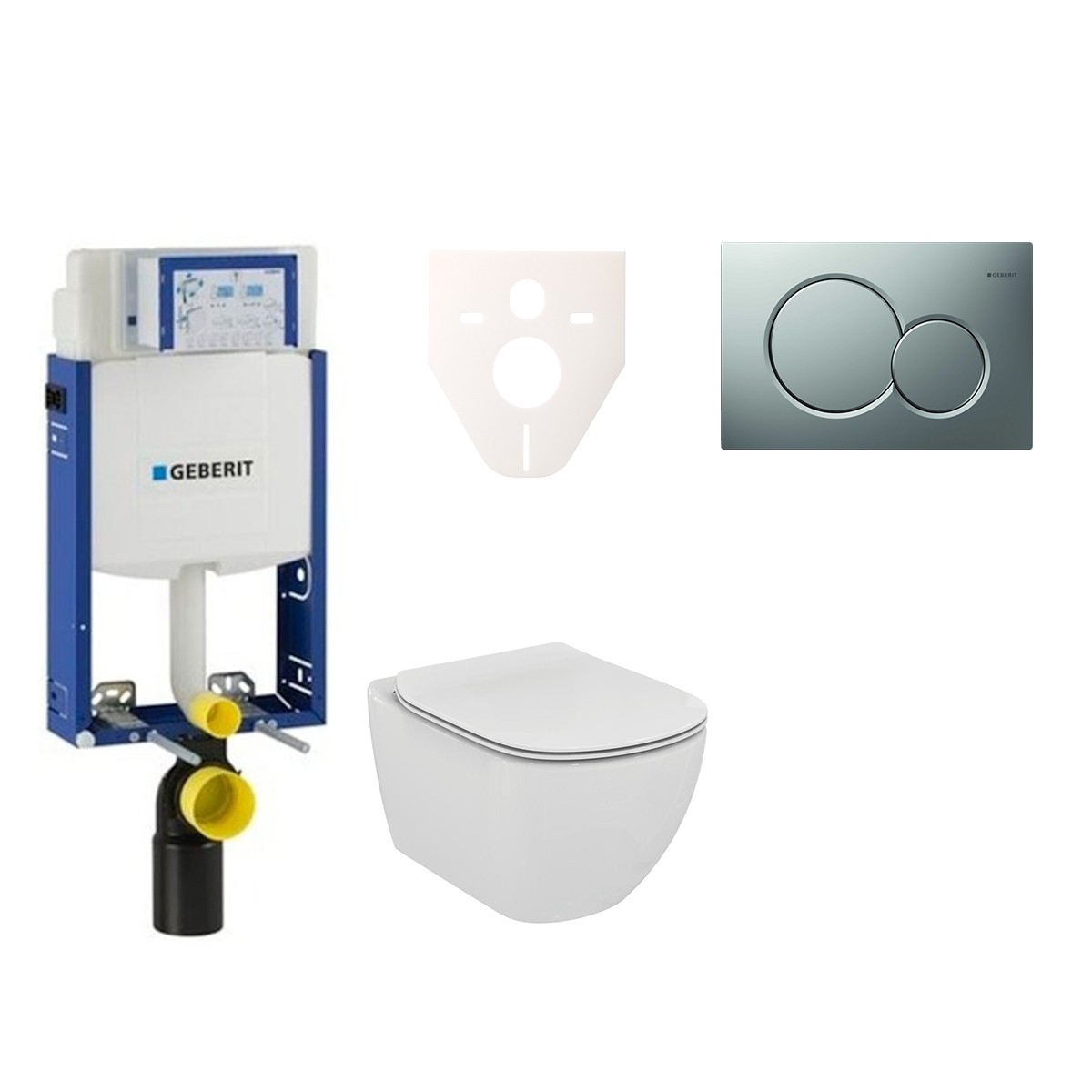 Závěsný set WC Ideal Standard Tesi + modul Geberit Kombifix s tlačítkem Sigma 01 chrom mat 110.302.00.5 NF3 Ideal Standard