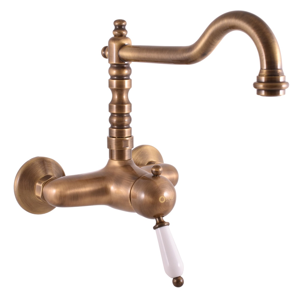 Dřezová baterie RAV SLEZÁK LABE s otočným ramínkem 150 mm stará mosaz L502.5/28SM RAV SLEZÁK