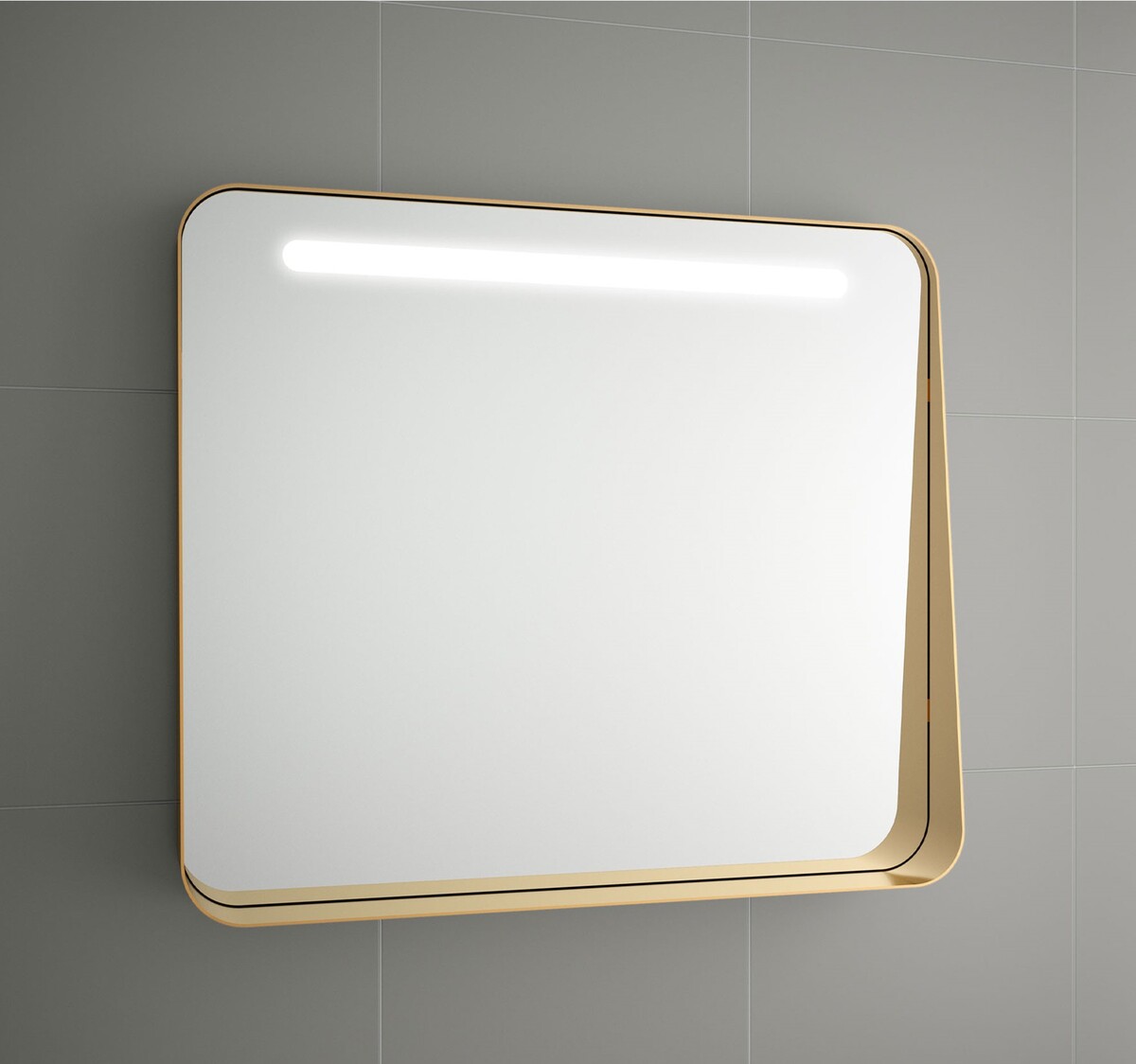 Zrcadlo s LED osvětlením s poličkou Apolo Salgar 80x70 cm zlatá 87856 Salgar