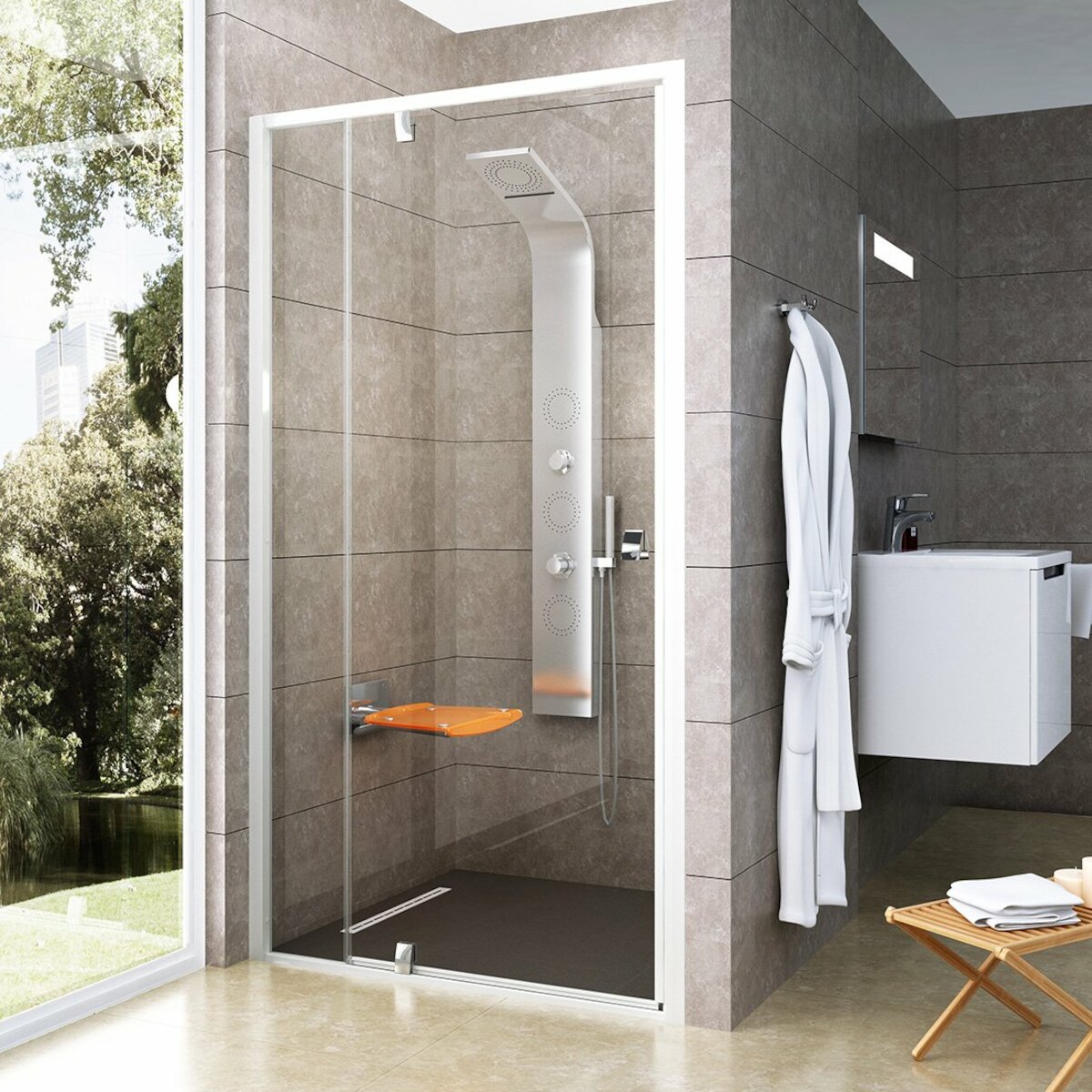 Sprchové dveře 100x190 cm Ravak Pivot bílá 03GA0100Z1 Ravak