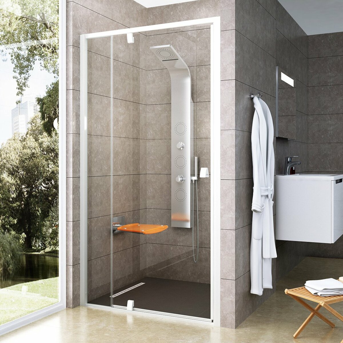 Sprchové dveře 100x190 cm Ravak Pivot bílá 03GA0101Z1 Ravak