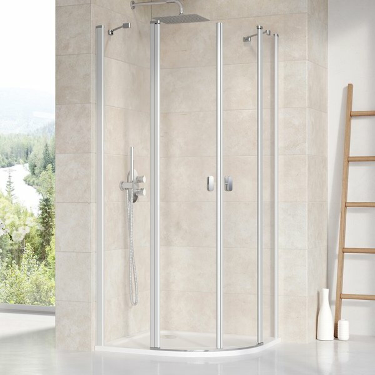 Sprchový kout čtvrtkruh 80x80x195 cm Ravak Chrome chrom matný 3Q140U00Z1 Ravak