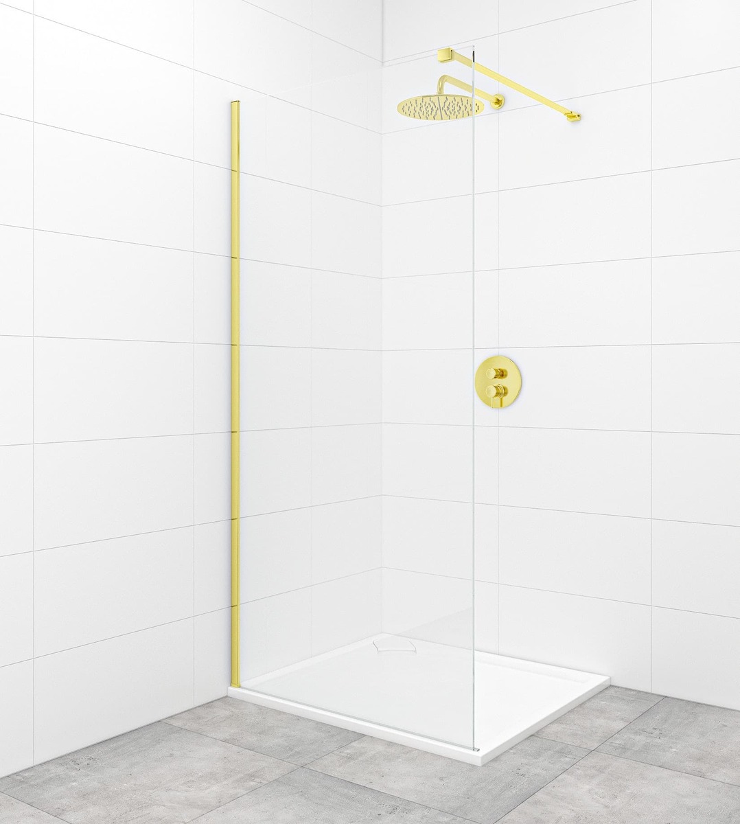 Sprchová zástěna Walk-In / dveře 140 cm SAT Walk-in v barvě profilu zlatá lesk SATBWI140PRZ SAT