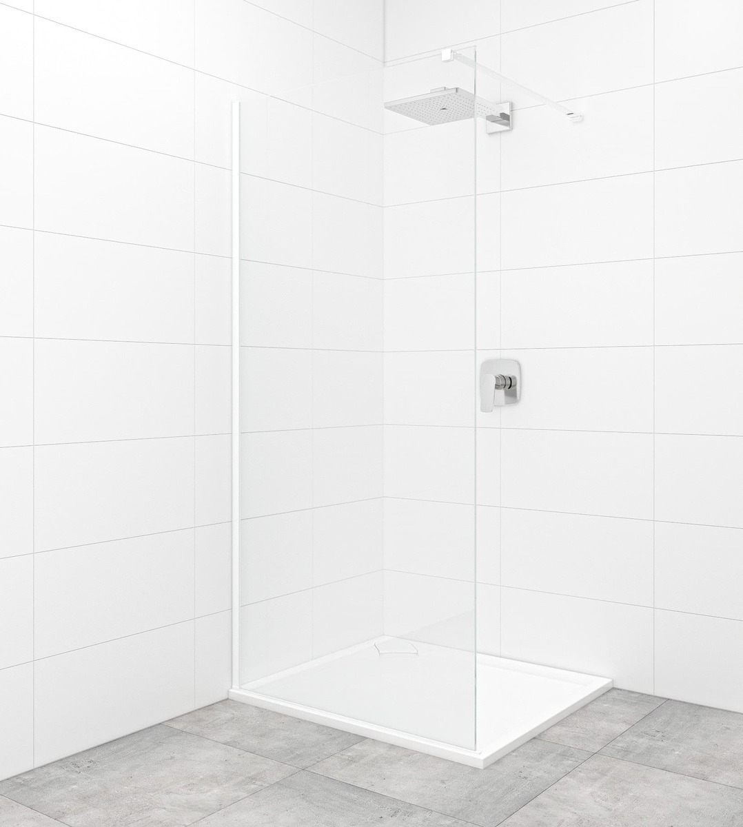 Sprchová zástěna Walk-In / dveře 90 cm SAT Walk-in v barvě profilu bílá SATBWI90PRB SAT