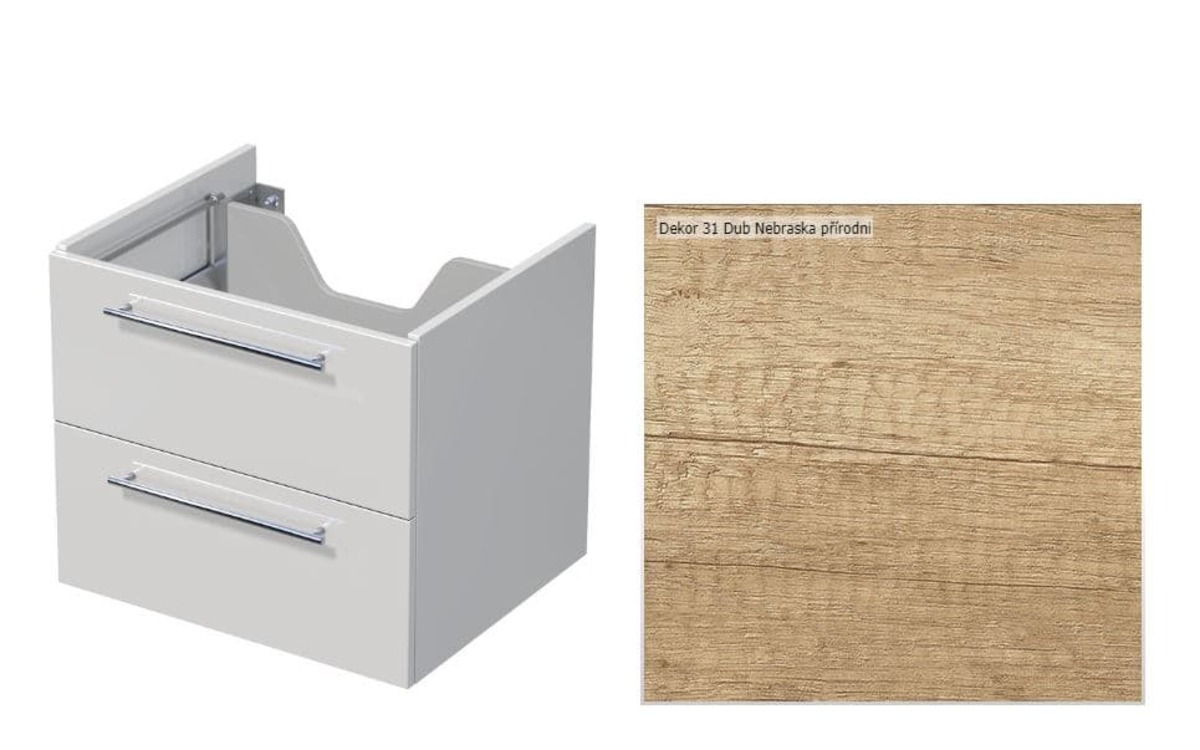 Koupelnová skříňka pod desku se 2 zásuvkami Naturel Ratio 80x56x50 cm dub Nebraska přírodní ZB802Z56.31 Naturel