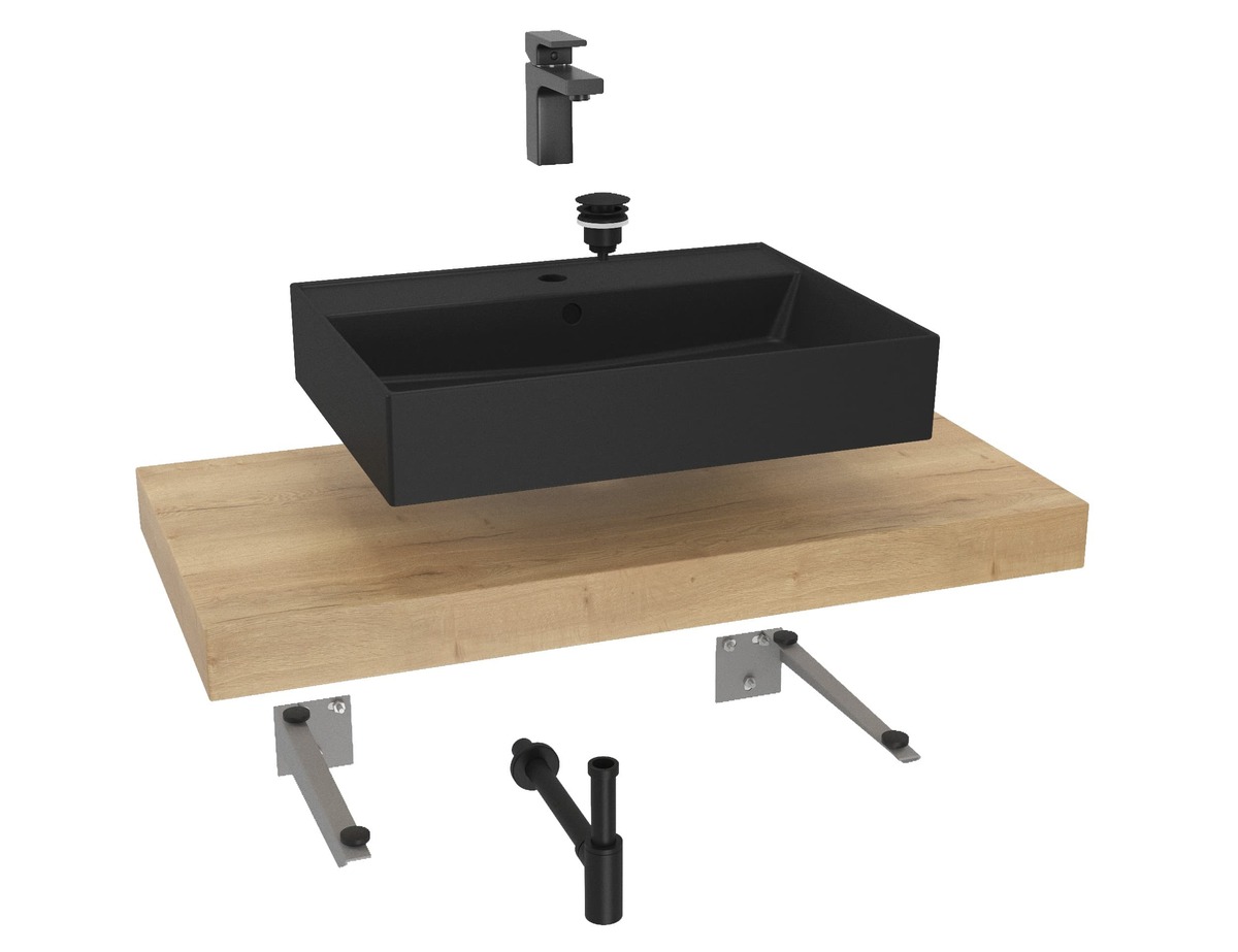 Koupelnová sestava Hansgrohe s deskou pod umyvadlo Dolce 100x8x50 cm dub halifax KSETDO16 Hansgrohe