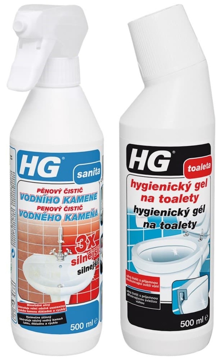 Akční balíček HG pěnový čistič vodního kamene 3x silnější HGPCVK3 a HG hygienický gel na toalety HGGNT HG